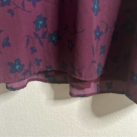 Molly and Isadora Long Sleeve Floral Print Dress Plum Blue 20w - Picture 10 of 12